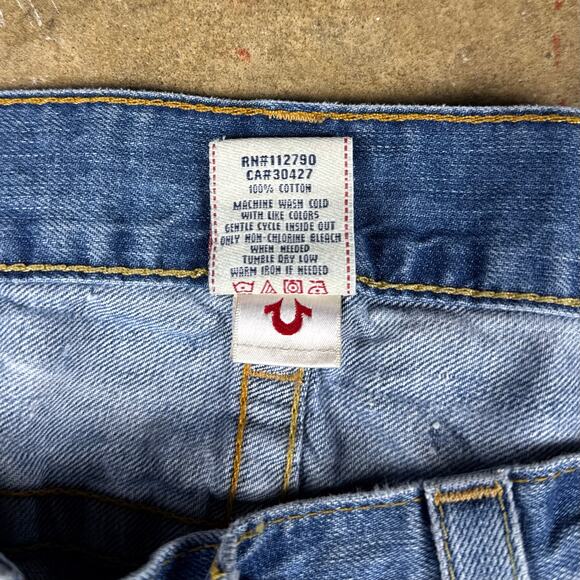 Vintage True Religion Jeans Men’s 34 Straight Cropped USA Made Red Stitch Denim - Picture 7 of 11